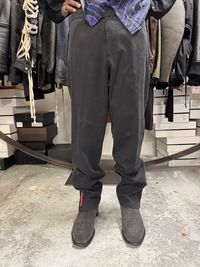 2000s Prada Black Faded Linea Rossa Pants - Image 4