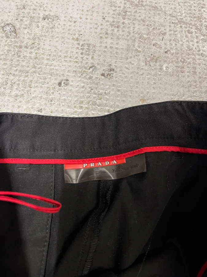 2000s Prada Black Faded Linea Rossa Pants - Image 8