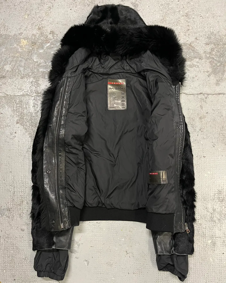 2000s Prada Black Goat Fur Jacket - Image 12