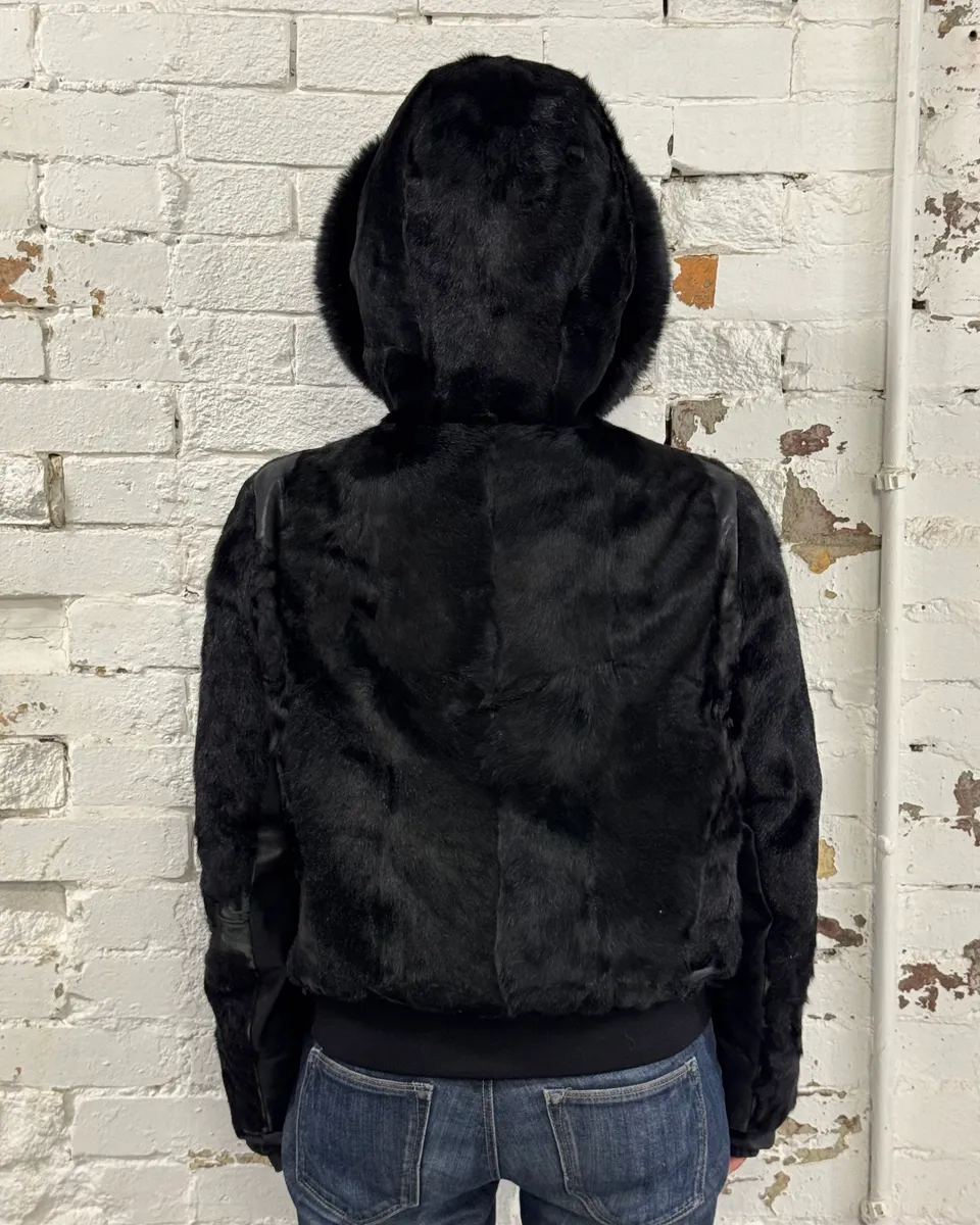2000s Prada Black Goat Fur Jacket - Image 3