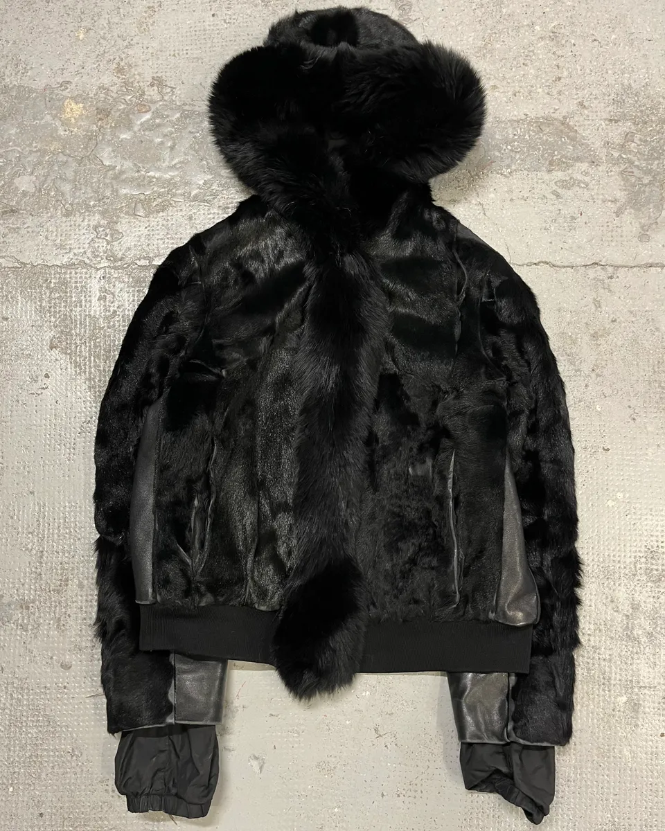 2000s Prada Black Goat Fur Jacket - Image 4