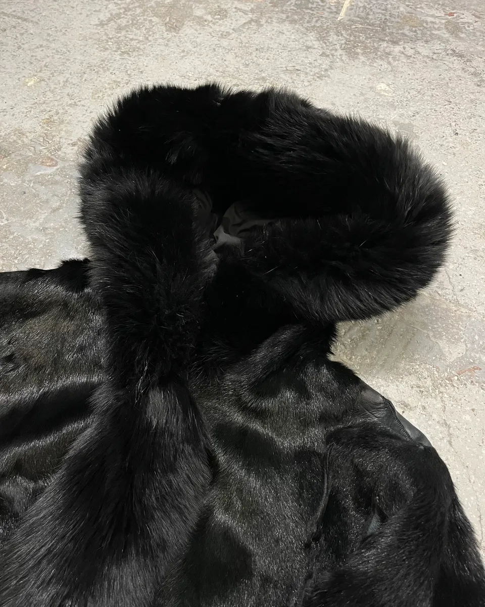 2000s Prada Black Goat Fur Jacket - Image 5