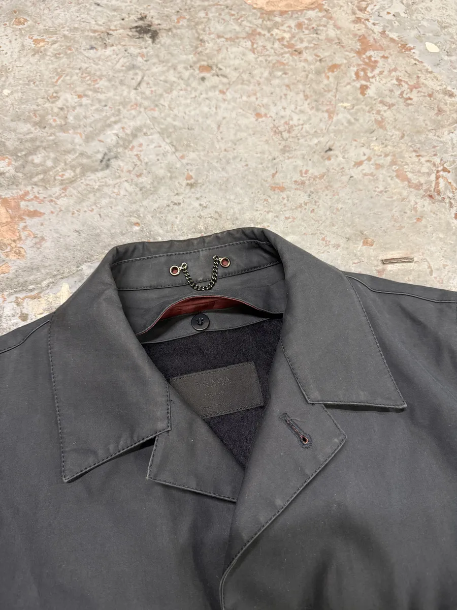 2000s Prada Black Imperial Premium Light Long Trench Jacket - Image 9