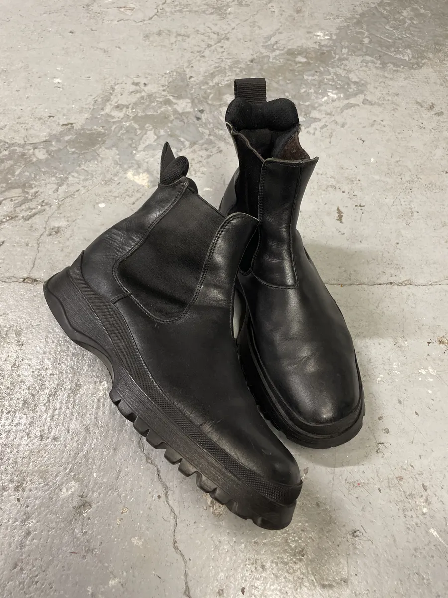2000s Prada Black Leather Ankle Boots - Image 2