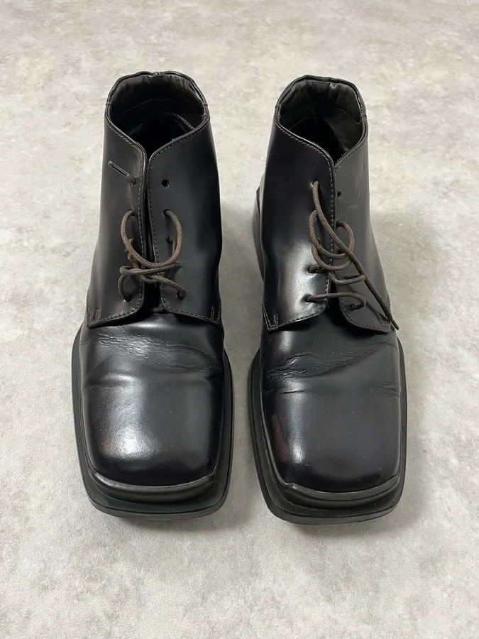 2000s Prada Black Leather Boots - Image 3