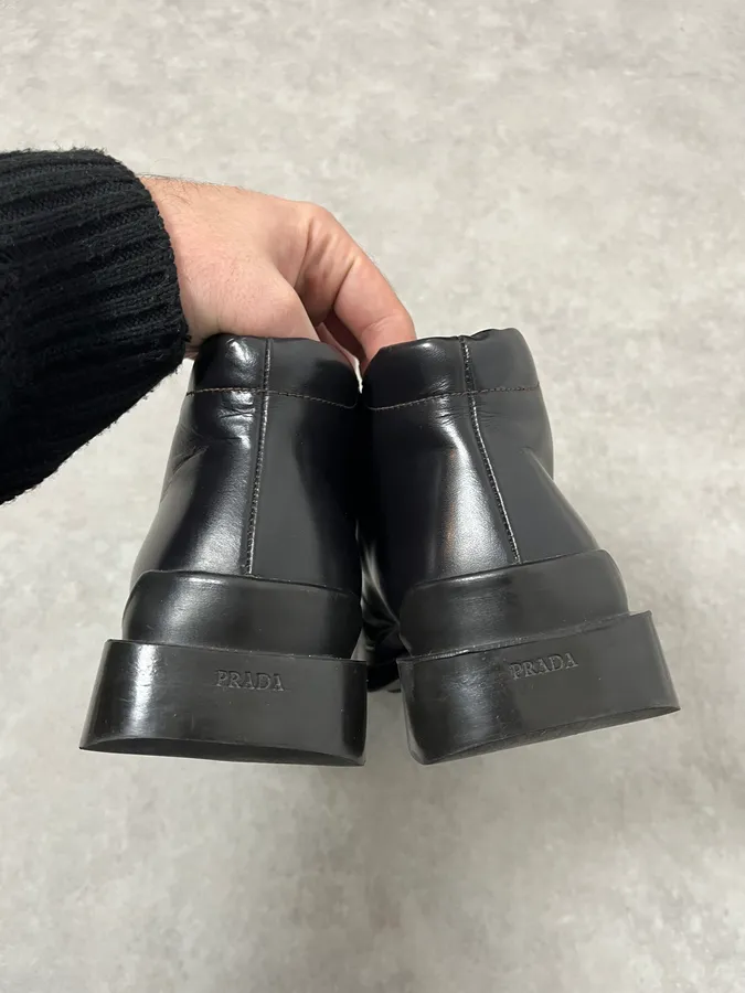 2000s Prada Black Leather Boots - Image 4