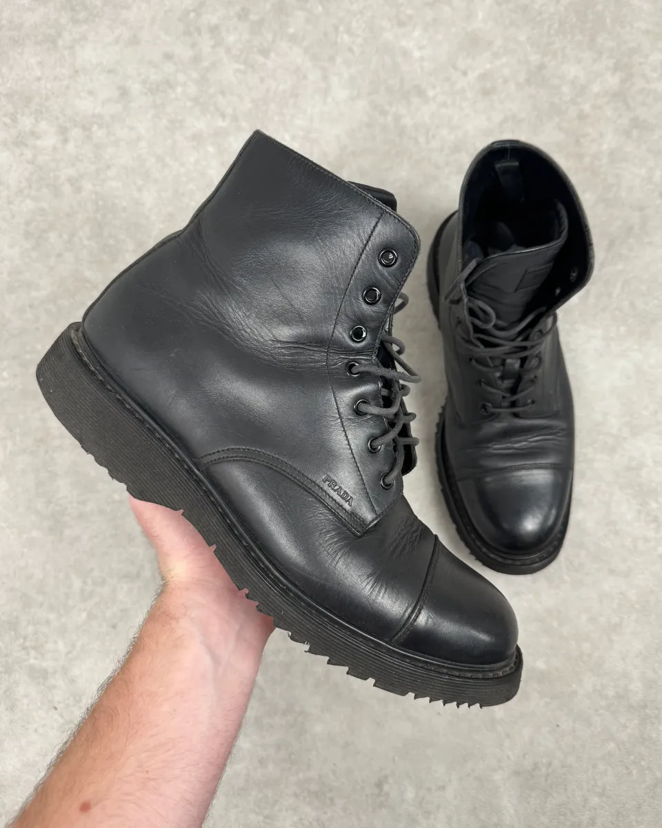 2000s Prada Black Leather Boots