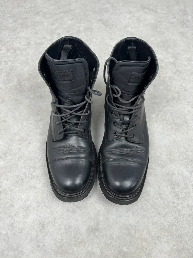 2000s Prada Black Leather Boots - Image 2