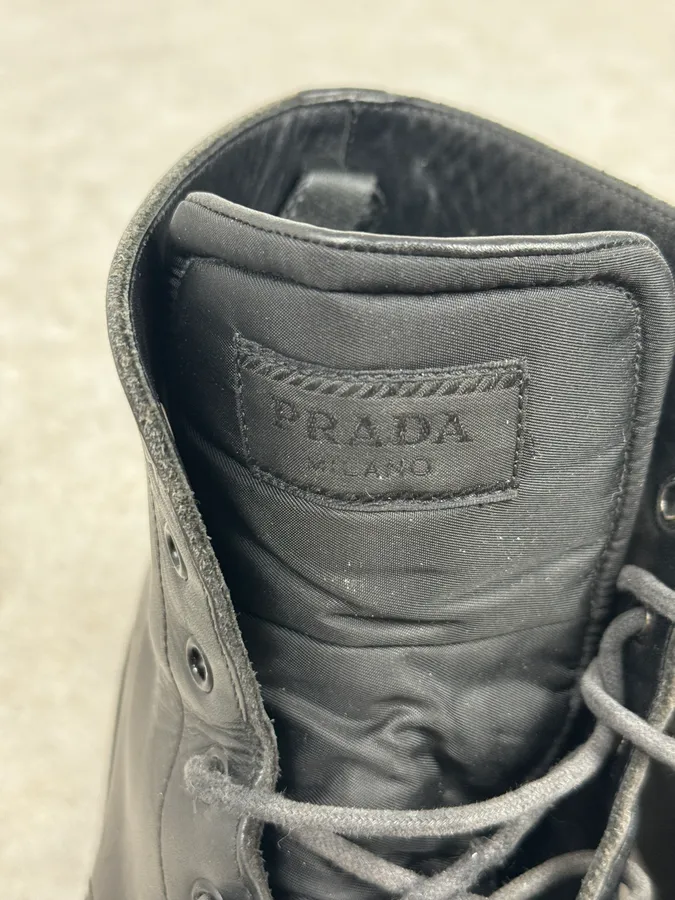2000s Prada Black Leather Boots - Image 8