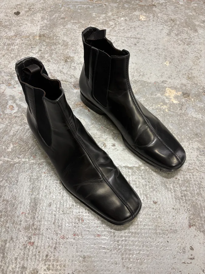 2000s Prada Black Leather Boots - Image 4
