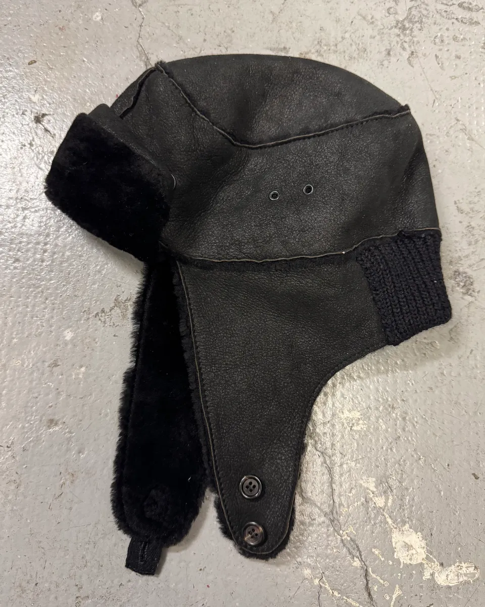 2000s Prada Black Leather Chapka