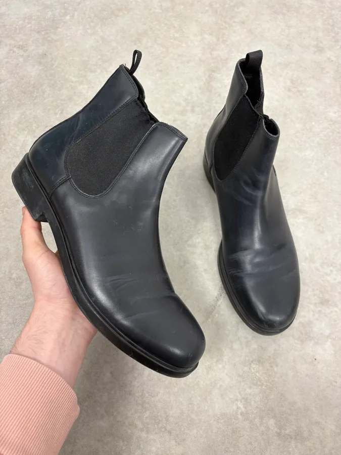 2000s Prada Black Leather Chelsea Boots