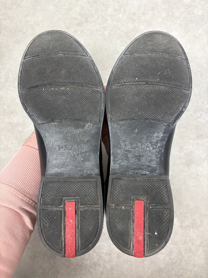 2000s Prada Black Leather Chelsea Boots - Image 10