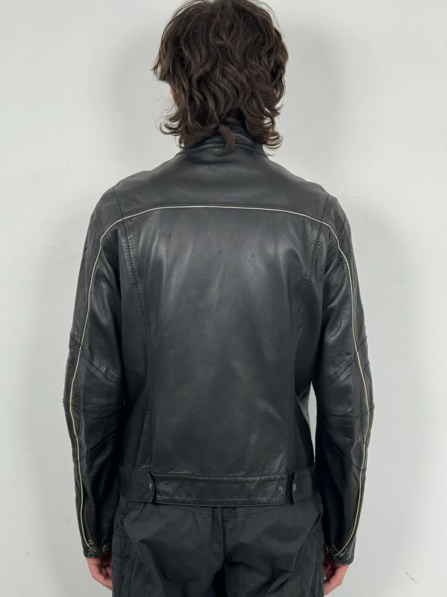 2000s Prada Black Leather Lips Biker Jacket - Image 3