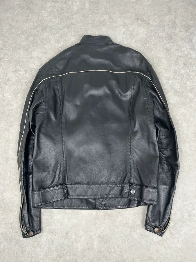 2000s Prada Black Leather Lips Biker Jacket - Image 6