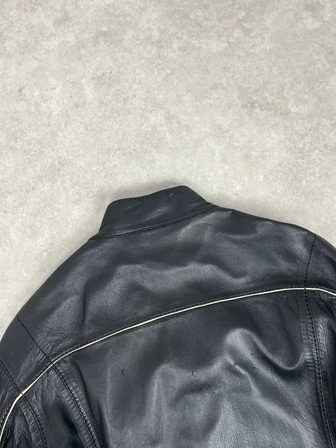 2000s Prada Black Leather Lips Biker Jacket - Image 7