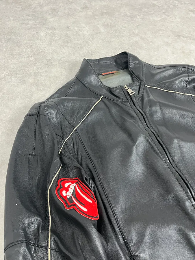 2000s Prada Black Leather Lips Biker Jacket - Image 9