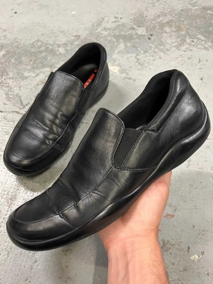 2000s Prada Black Leather Loafers