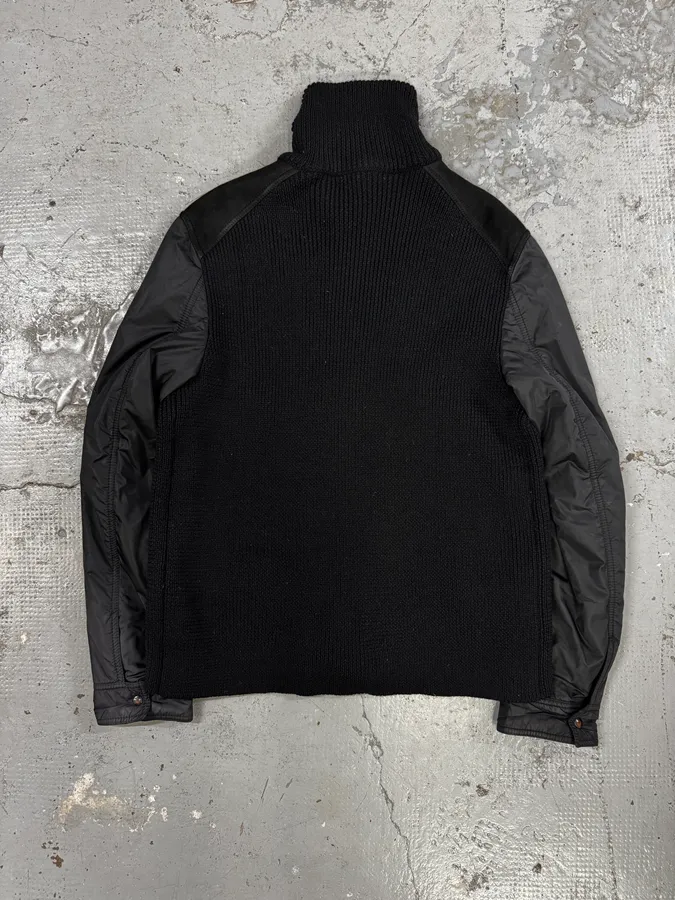 2000s Prada Black Leather & Nylon Zip-up Jacket - Image 4