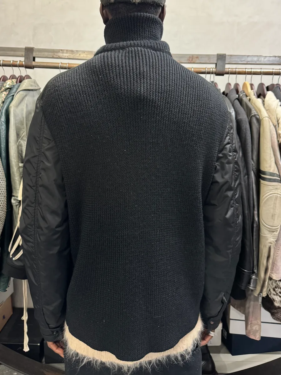 2000s Prada Black Leather & Nylon Zip-up Jacket - Image 5