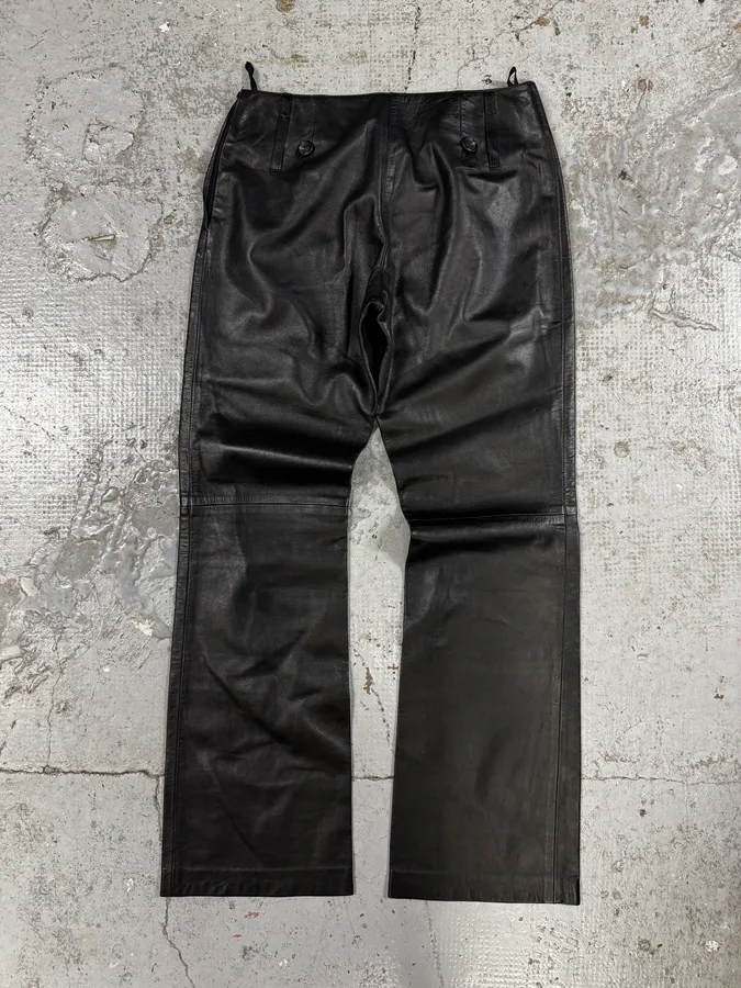2000s Prada Black Leather Pants - Image 5
