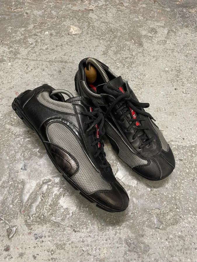 2000s Prada Black Leather Sport Low Sneakers - Image 5