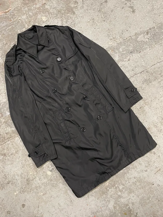 2000s Prada Black Light Nylon Long Naval Jacket - Image 4