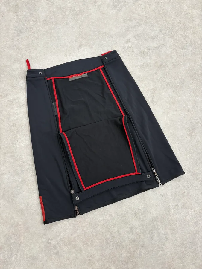 2000s Prada Black Linea Rossa Multi Zips Skirt - Image 8