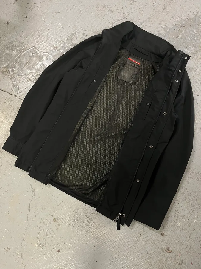 2000s Prada Black Linea Rossa Rain Jacket - Image 6