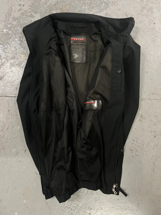 2000s Prada Black Linea Rossa Rain Jacket - Image 7
