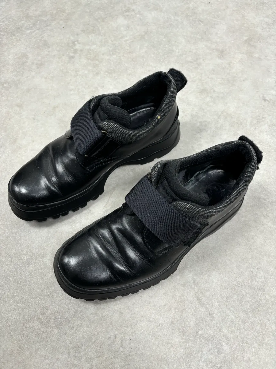 2000s Prada Black Loafer Velcro Leather Boots - Image 3