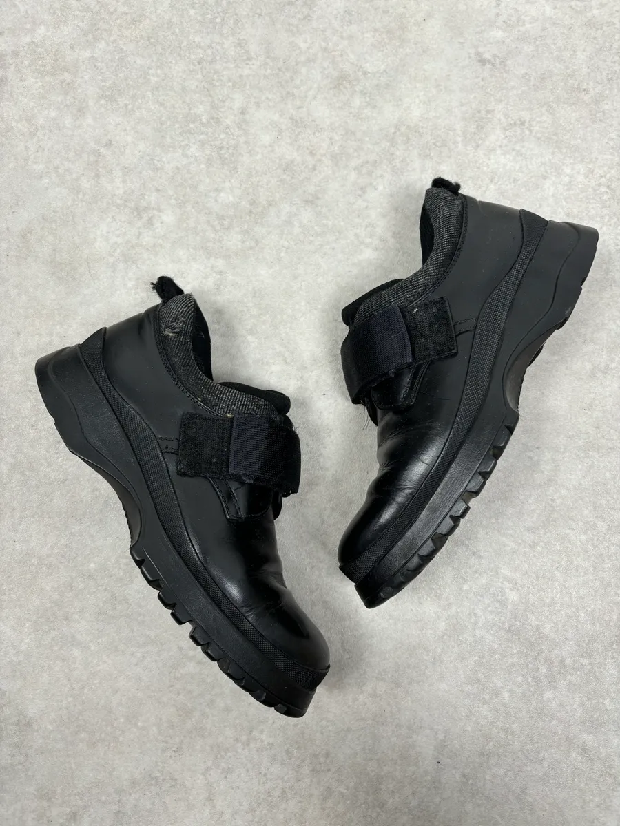 2000s Prada Black Loafer Velcro Leather Boots - Image 4
