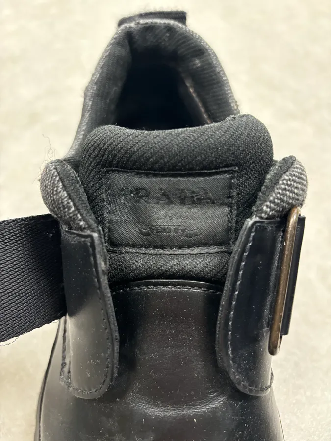 2000s Prada Black Loafer Velcro Leather Boots - Image 6