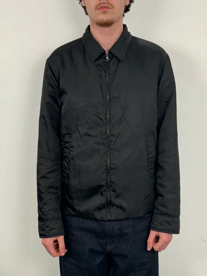2000s Prada Black Minimal Nylon Bomber Jacket - Image 2