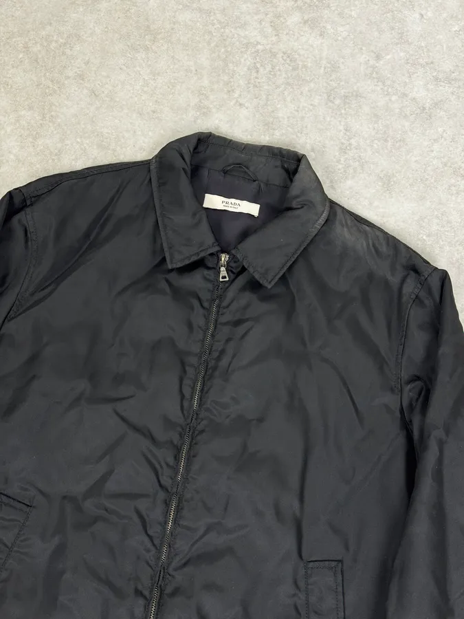 2000s Prada Black Minimal Nylon Bomber Jacket - Image 5