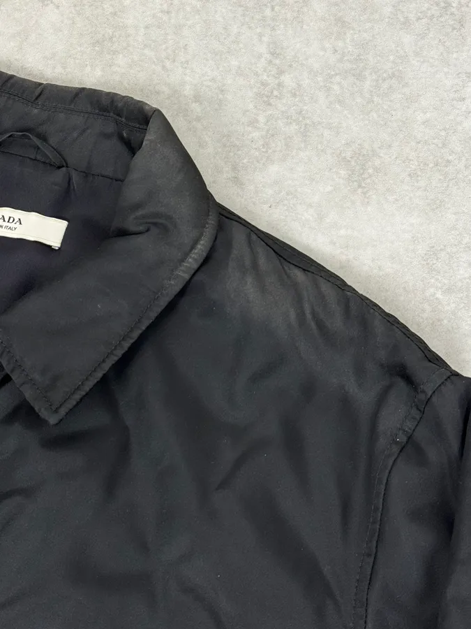 2000s Prada Black Minimal Nylon Bomber Jacket - Image 8