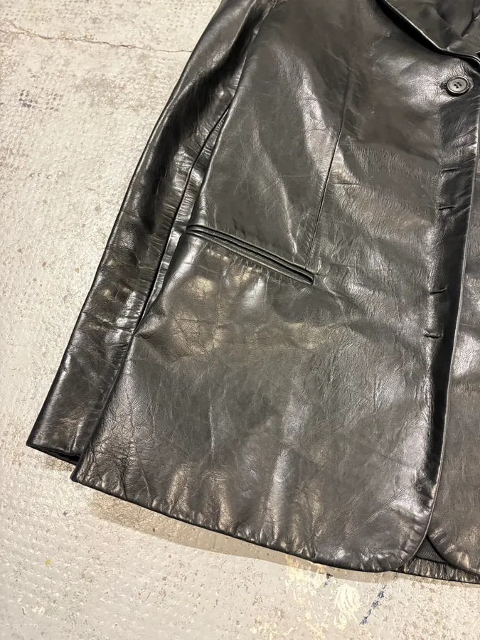 2000s Prada Black Minimalist Leather Blazer Jacket - Image 8