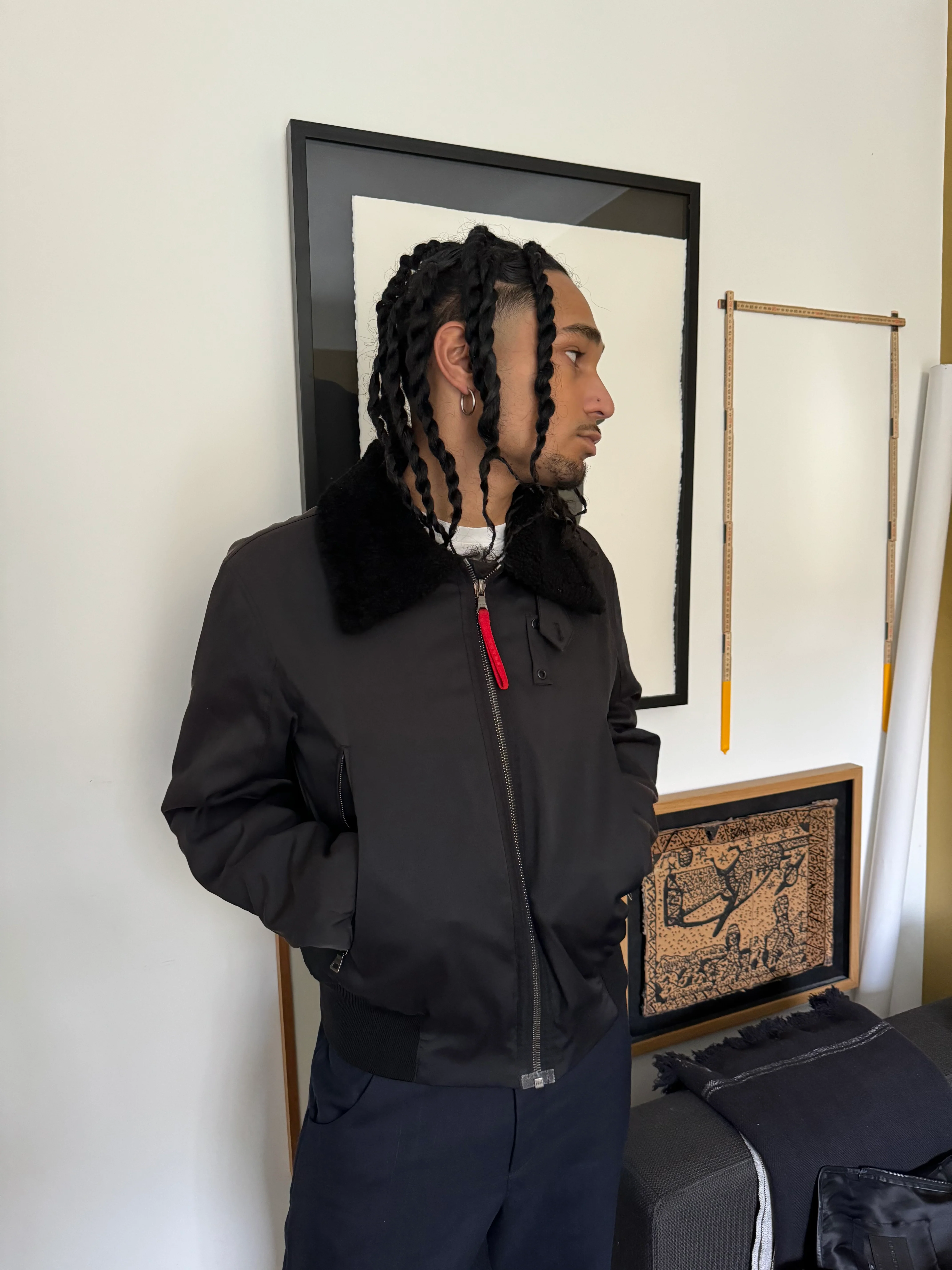 2000s Prada Black Aviator Minimalist Pure Jacket (L) - Image 2