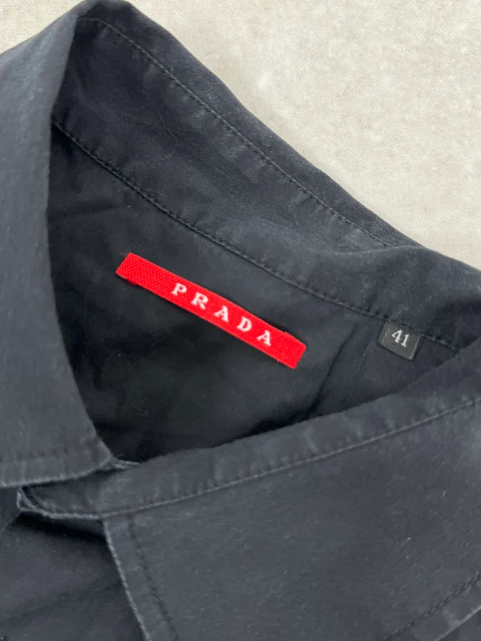 2000s Prada Black Minimalist Shirt - Image 8