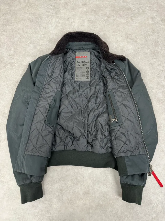 2000s Prada Black Nylon Bomber Jacket - Image 5