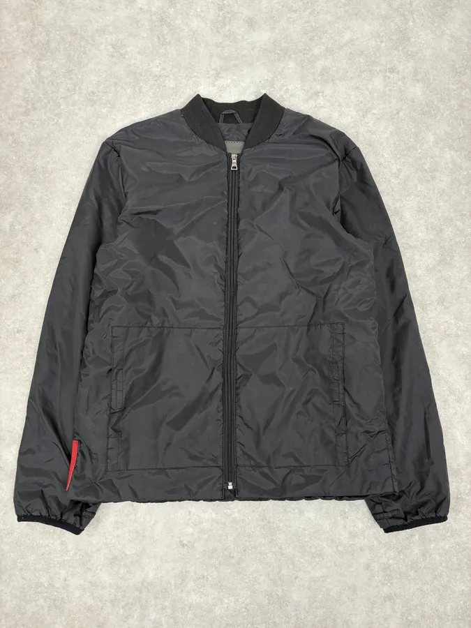 2000s Prada Black Nylon Bomber Jacket