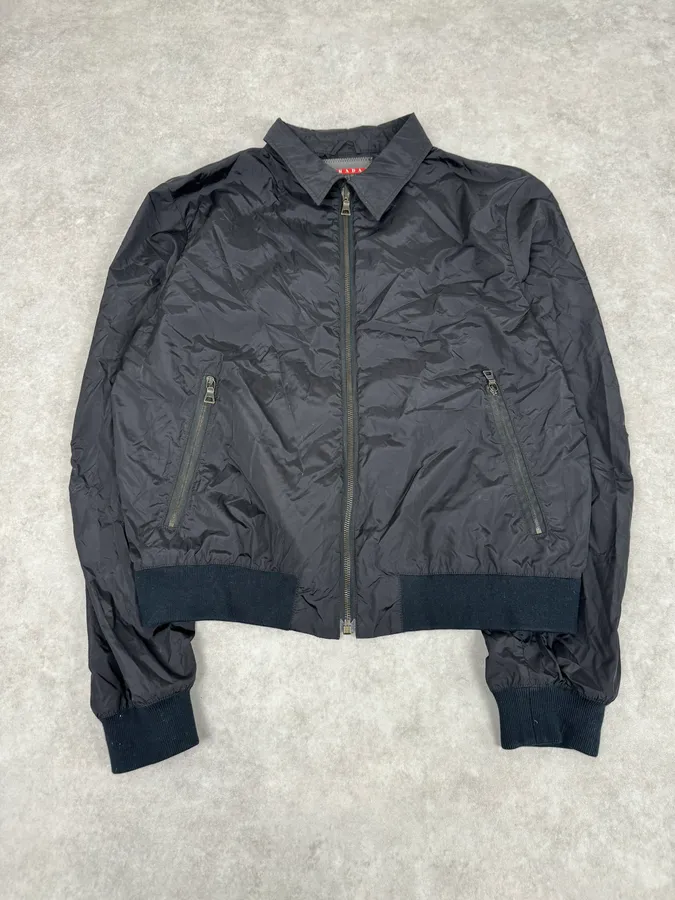 2000s Prada Black Nylon Bomber Jacket - Image 4