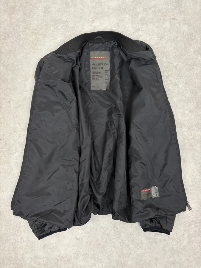 2000s Prada Black Nylon Bomber Jacket - Image 7