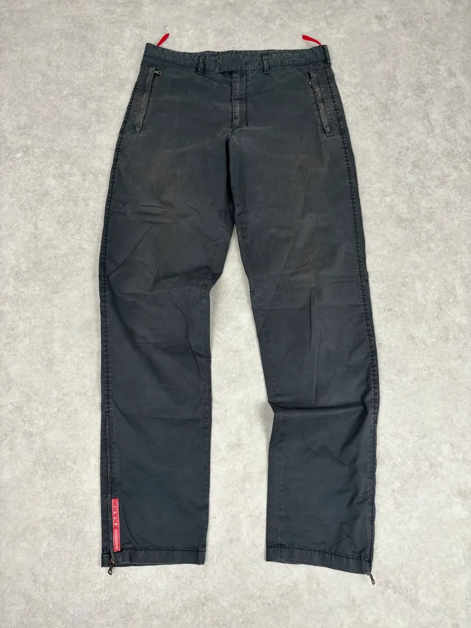 2000s Prada Black Nylon Cargo Pants with Zip-Off Leg Openings