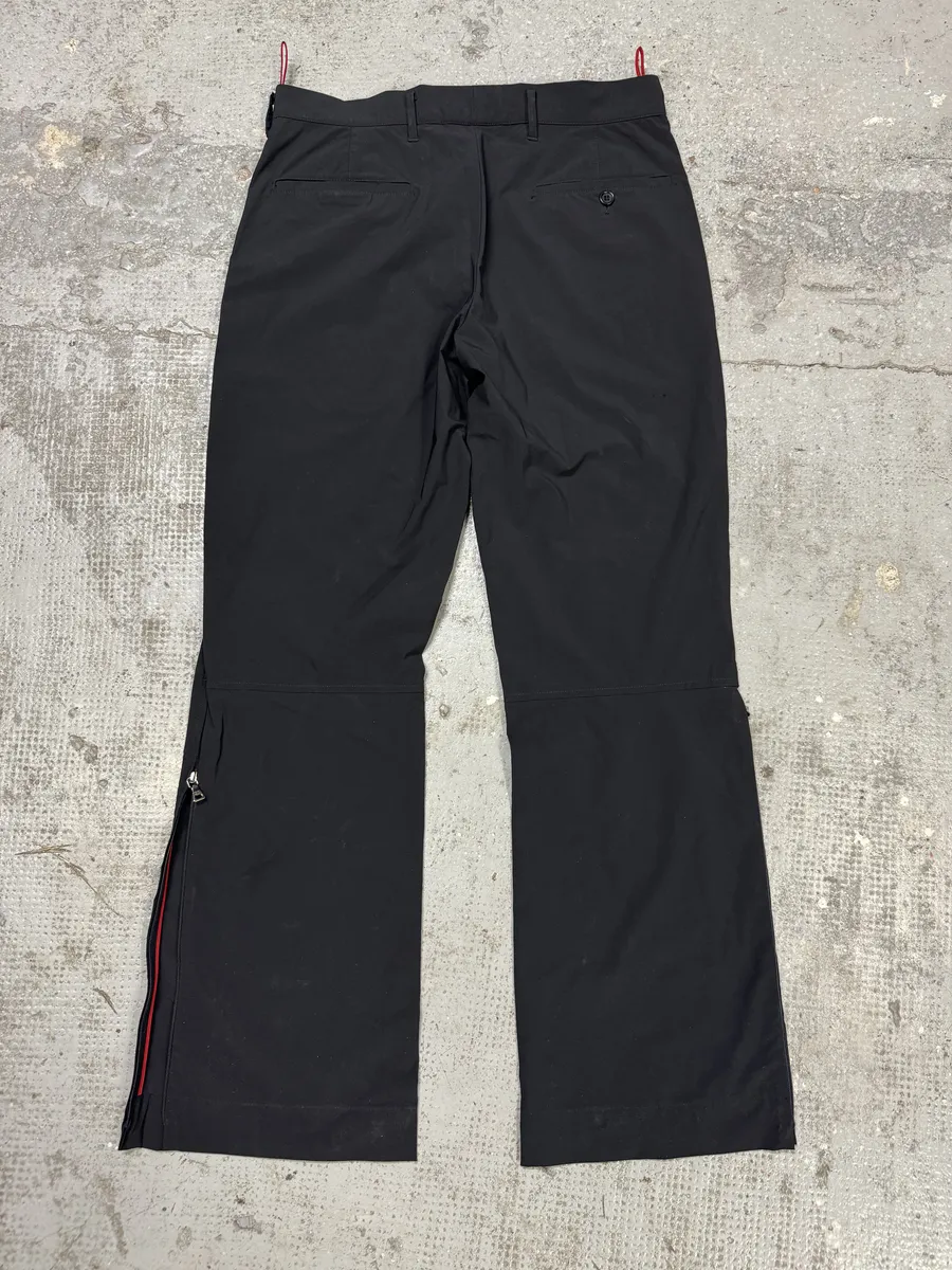 2000s Prada Black Nylon Linea Rossa Side Zips Pants - Image 3