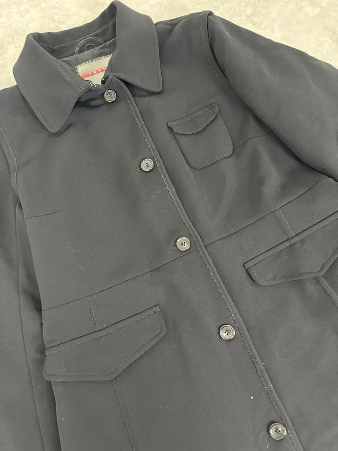 2000s Prada Black Nylon Long Premium Jacket - Image 9