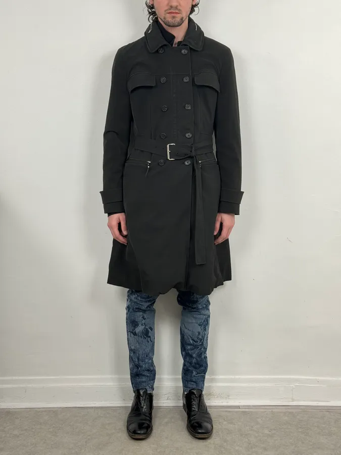 2000s Prada Black Nylon Multi-Pocket Classy Trench Coat - Image 2