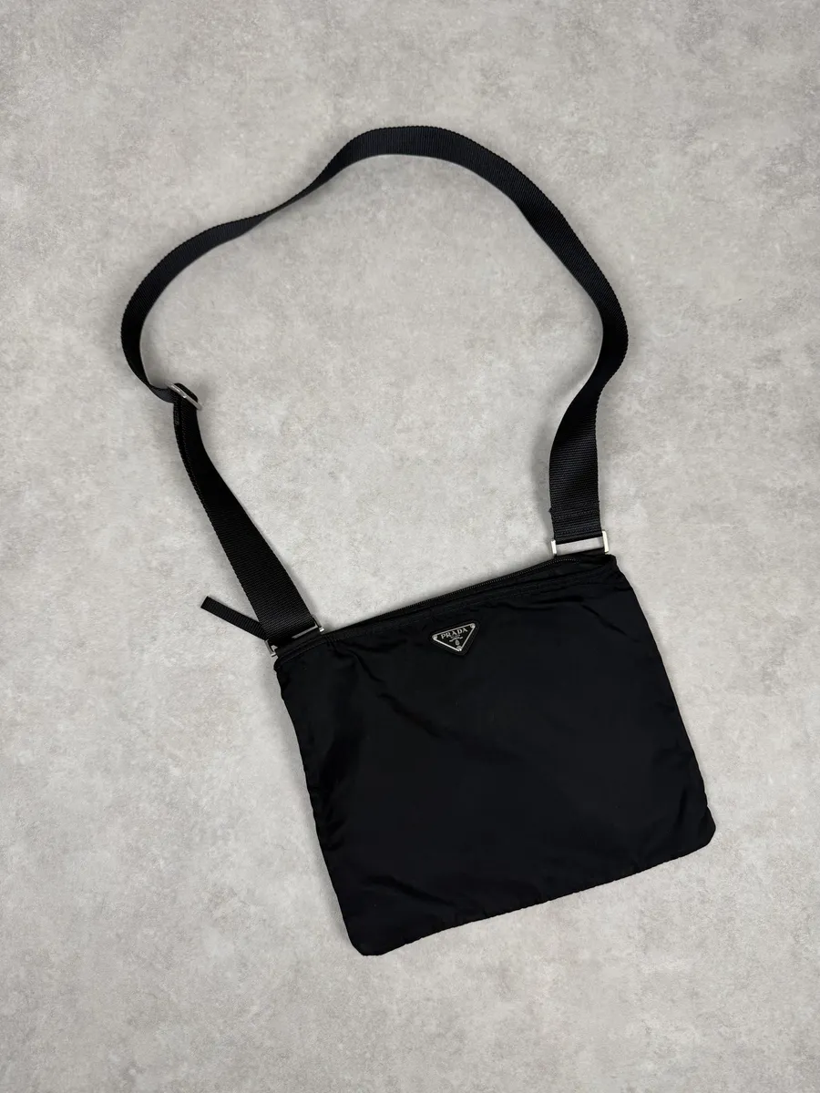 2000s Prada Black Nylon Shoulder Bag