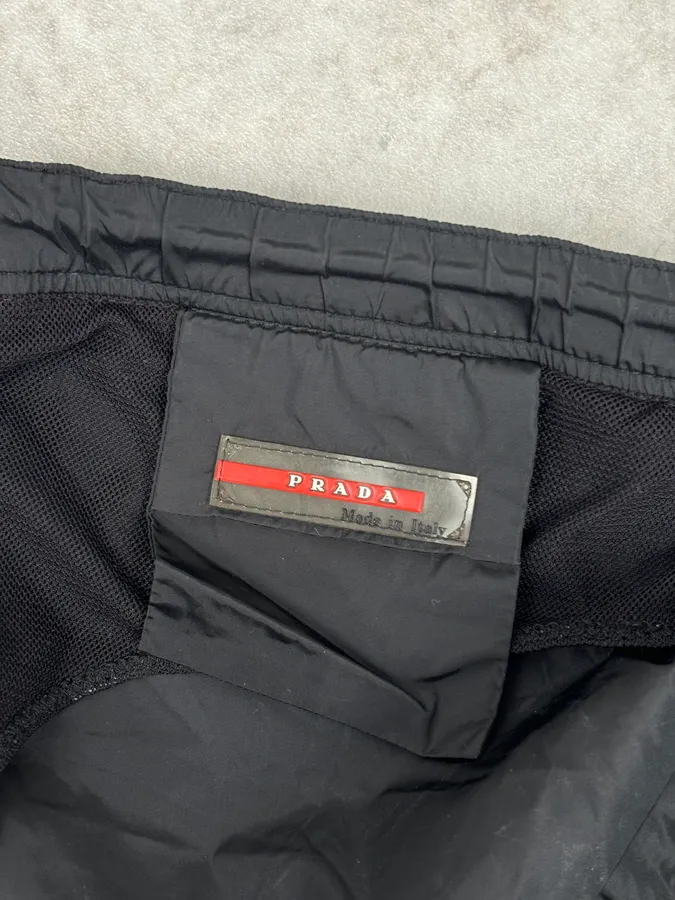 2000s Prada Black Nylon Sport Shorts - Image 10