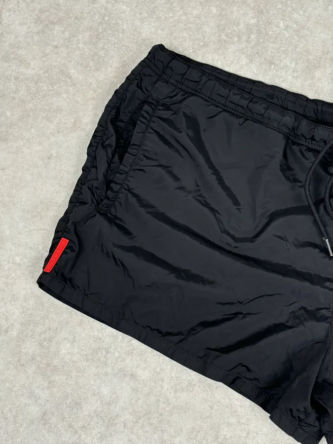 2000s Prada Black Nylon Sport Shorts - Image 7